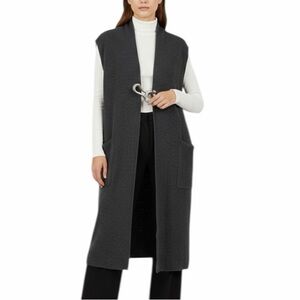 Aritzia Wilfred Merino Wool Open Front Knit Cardigan Vest Large Charcoal Grey